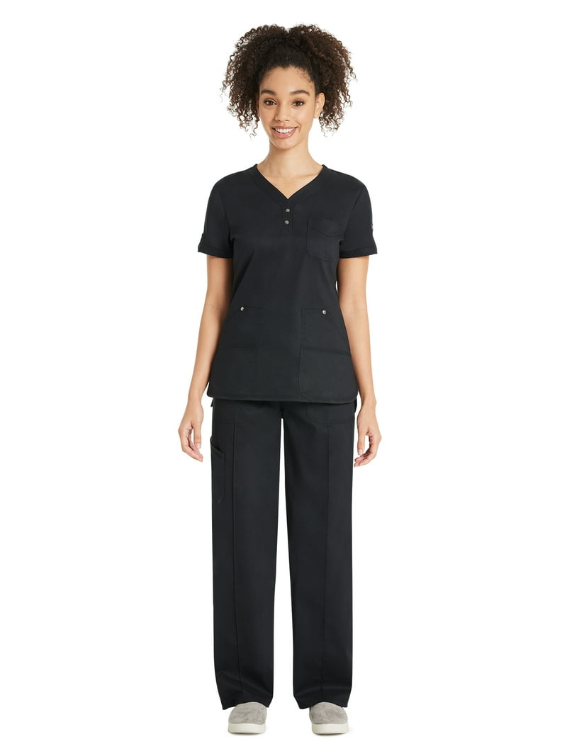 Genuine Dickies Women's Ultra-Soft Snap Front Scrubs Top, Notch