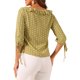 thumbnail image 3 of INSPIRAR CHIC Blusa de media manga con cuello fruncido y puntos de lunares para mujeres, color amarillo polvo, talla S, 3 of 6