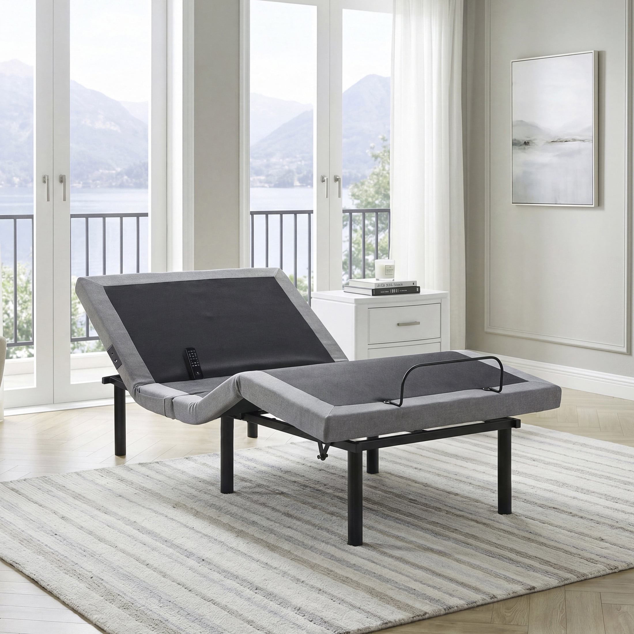 OakvillePark Elan 14" Power Head and Foot Adjustable Bed Frame with Massage, Zero Gravity, Charging Ports, LED Lighting, Twin XL, Gray