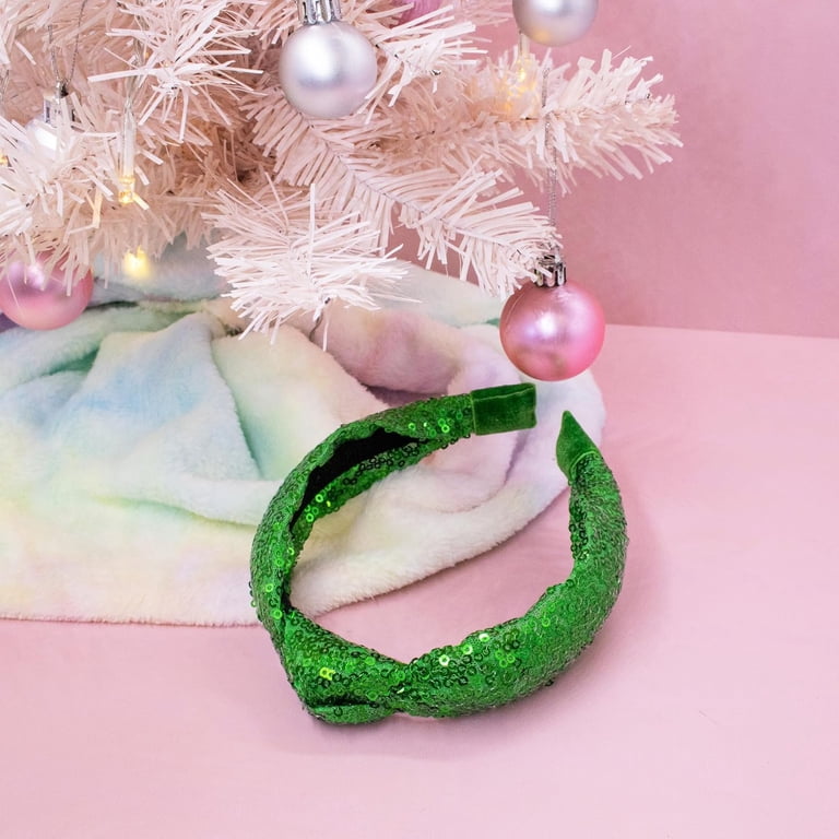 FROG SAC Christmas Knot Headband for Girls, Green Sequin  display picture 1