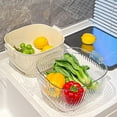 thumbnail image 5 of Double Layer Drainage Basket, Large Capacity Vegetable Washing Basket with Honeycomb Holes, Non-slip Base for Fast Draining & Easy Cleaning, Ideal for Kitchen, Dining Room, and Salad Prep, 5 of 7