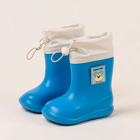 Hpapadks Girls Rain Boots Kids Booties Non Slip Outdoor Play Lightweight Comfortable Rainboots Kids Waterproof Boots Blue