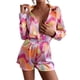 thumbnail image 1 of TRKIYQC Traje de 2 piezas para mujer, blusa con botones de solapa de manga larga abigarrada, pantalones cortos de cintura alta, ropa informal suelta acogedora para mujer TRKIYQC  moda, 1 of 9