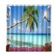 thumbnail image 3 of Cortina de ducha impermeable con paisaje 3D, productos de baño, baño creativo de poliéster. Playa, 3 of 7