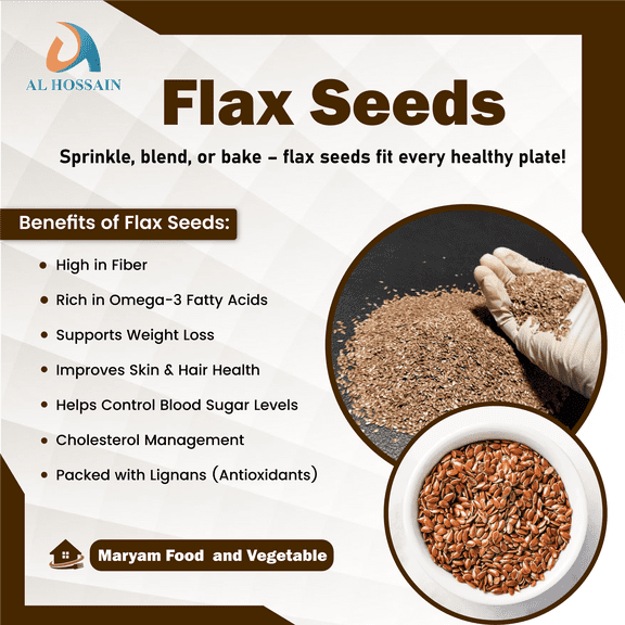 Al Hossain Whole Flax Seeds 8.8 oz (250g) – Natural Guatemalan Flaxseed, Gluten-Free, Rich in Omega-3, Antioxidants, Heart & Digestive Health, Vegan Superfood