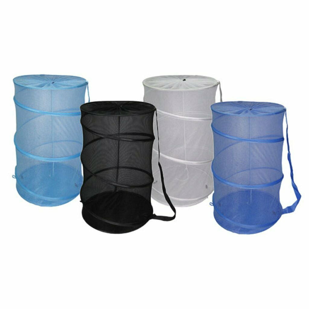 Laundry Basket Pop Up Barrel Hamper Collapsible Breathable Mesh Bag Solid Color - White