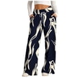thumbnail image 2 of Zedker Women's Casual Wide Leg Sweatpants with Daily Print Patterns for Fall, Loose Drawstring High Elastic Waist Lounging Pants with Pockets,Black,S, 2 of 6