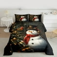thumbnail image 2 of Feelyou Winter Cute Snowman Queen Comforter Set for Teen, Glitter Christmas Tree Bedding Sets, Western Festival Reversible Bedding Comforter Set, Luxury Bedroom Decor, 3-Piece, 2 of 8