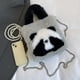 thumbnail image 2 of Panda Fur Messenger Bag Plush 24 Nuevos Estilos Furry Bucket Cute Face Covering Large Capaci (gris), 2 of 9