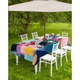 thumbnail image 4 of Boanket Outdoor Tablecloth with Umbrella Hole for Patio/Picnic/Party/Camping, Colorful Geometric Waterproof Table Cloth Rectangle Table Cover Washable, Abstract Art Color Block Modern (60"x 102"), 4 of 7