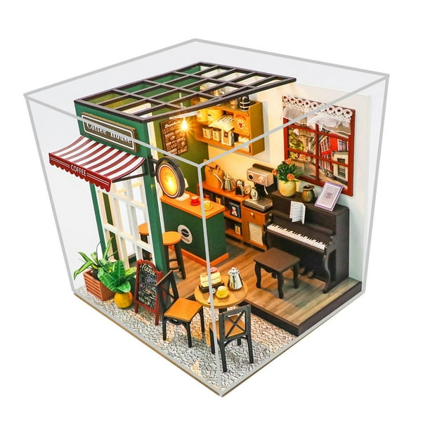 Kits de casa en miniatura DIY Mini casa de muñecas decorativa con luces LED integradas para regalo de cumpleaños de la madre del Día de San Valentín