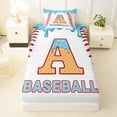 thumbnail image 3 of jejeloiu Baseball Ice Cream Twin Sheet Sets,Letter A Monogrammed Bedding For Boy Girl 3 Pieces, 3 of 6
