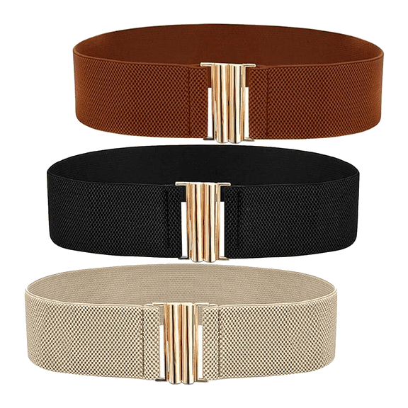 3 Pack Women Wide Elastic Waist Belt Vintage Stretchy Belt Waistband for Ladies Dresses