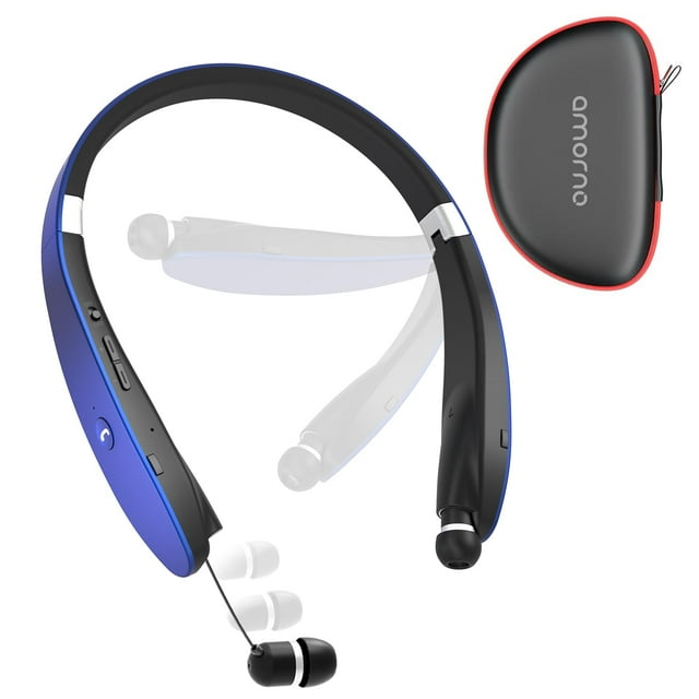 Auriculares Bluetooth AMORNO, banda plegable para el cuello con micrófono