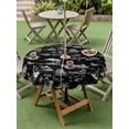 thumbnail image 4 of Outdoor Tablecloth with Umbrella Hole for Patio/Picnic/Party/Camping, Coastal Nautical Waterproof Table Cloth Round Cover Washable, Summer Ocean Beach Sea Corals Black (Dia 54"), 4 of 8