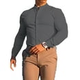 thumbnail image 2 of Innerwin Chemises Manches Longues Homme Tunique Chemise Usage Quotidien Col Montant Hauts Légers Gris Foncé 2TG, 2 of 3