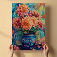 thumbnail image 3 of Dahlia Flower Canvas Wall Art 8x12 inches - Watercolor Dahlia Flower Floral Canvas Print Vintage Wall Decor for Bathroom Office, 3 of 5