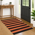 thumbnail image 6 of iOhouze Outdoor Rugs Cotton Striped Area Rug 3x5 ft Washable Indoor Outdoor Non Slip Floor Carpet Rug Orange and Black Fall Rugs, 6 of 8