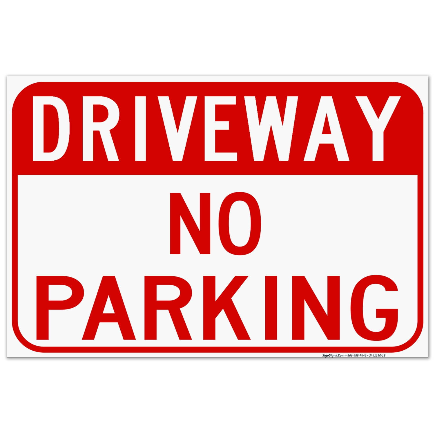 No Parking With Driveway Header Sign, 24x36 Corrugated Plastic ...