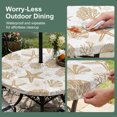 thumbnail image 5 of Round Outdoor Tablecloth with Umbrella Hole and Zipper, Khaki Coastal Summer Tablecloth with Elastic Waterproof, Coral Shell Starfish Nautical Patio Table Covers for 55" - 60" Picnic Pool Tables, 5 of 9