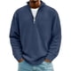 thumbnail image 2 of Ceisia Men's Solid Color Corduroy Quarter Zip Stand Collar Long Sleeve Top Casual Fashion PulloverNavyL Gifts, 2 of 3
