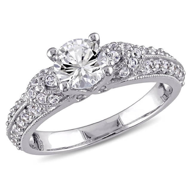 1 2/3 Carat (ctw) Lab-Created White Sapphire Engagement Ring In Sterling Silver