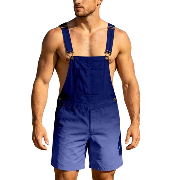 WAYUTE Bib Overalls Men Lightweight Gradient Color Jumpsuit with Adjustable Straps and Front Pocket Design Casual Summer Beach Outdoor