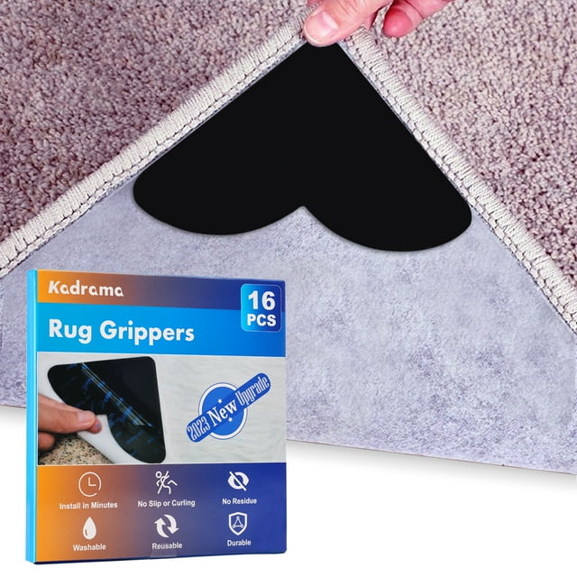 Yeacher 16Pcs Rug Gripper Rug-Grip Carpet Fixed Stickers Non-slip Washable Waterproof Strip-Mat for Home Floor