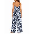 thumbnail image 3 of Women'S Casual Blue White Leopard Print Romper Spaghetti Strap Wide Leg Jumpsuit Summer Outfits With Pockets, 3 of 7