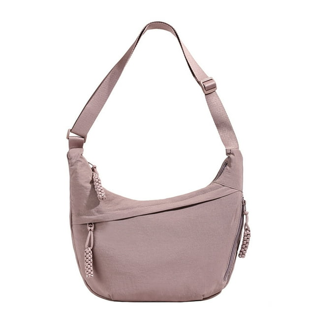 Ediodpoh Women's Fashion Plain Color Nylon Crossbody Bag Lightweight Large Capacity For Daily Use Light Purple