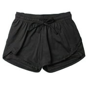 Yoga Shorts For Women Sevevn Women's Summer Casual Mesh Double Layer Drawstring Solid Yoga Fitness Sports Shorts