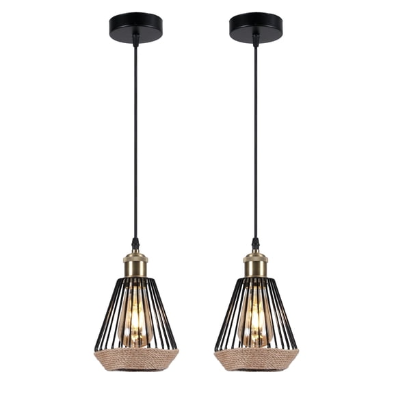 DAYBETTER Pendant Light Diamond Shaped 2Pack, 2700K Warm Light Hanging Lamp with Plug in, Ceiling Lamp for Kitchen Island, Dining Room, Bedroom