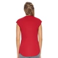 thumbnail image 3 of Expert Brand USA-Made Women's MoCA Cotton Blend Cap Sleeve T-Shirt, Scarlet, Large, 3 of 5