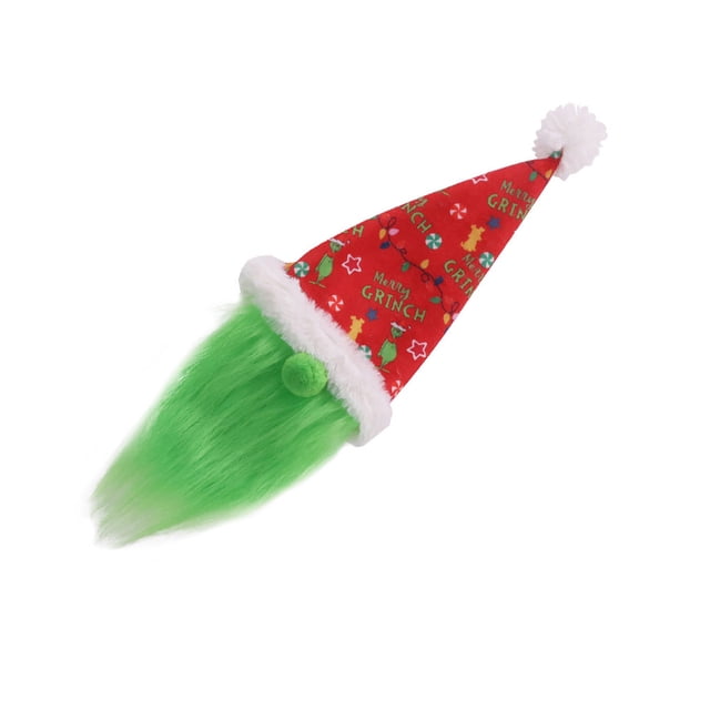 Injueey Cubierta navideña para botella de vino, sombrero de cerveza, barba verde, sombrero de estilo de felpa, accesorios de decoración Kits de decoración para fiestas Rojo Injueey HA068778-01