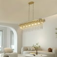 thumbnail image 3 of Modern Champagne Gold Kitchen Island Light - Oval Crystal ceiling chandelier, 3 of 7