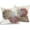 thumbnail image 2 of Brown Burgundy Throw Pillow Covers 20x20 Inch Dahlia Flower Decorative Pillows Modern Geometry Floral Outdoor Farmhouse Pillowcase Linen Square Cushion Case Decor for Home Sofa Couch Bed, Set of 2, 2 of 6