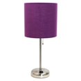 thumbnail image 1 of LimeLights Stick Lamp with Outlet, Purple Fabric Shade, 1 of 1