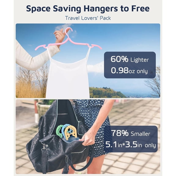 Qihe-30 Pcs Travel Hangers, Cruise Ship Essentials Foldable Plastic Hangers Travel Essentials, Portable Cruises Must Haves 2025, for Suitcase, RV Camping Airplane Europe Vacation Essential