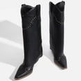 thumbnail image 2 of RONILURN Women's Studded Foldover Western Cowboy Boots | Square Toe Chunky Heel Knee High Boots for Concert Festival Night Out, 2 of 10