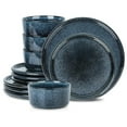 thumbnail image 1 of Stone Lain Ensemble de Vaisselle Moderne en Grès de 12 Pcs Assiettes, Bols, Bleu Foncé, 1 of 7