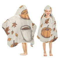 Yayeee Kids Hooded Towels Toddler Soft Absorbent Beach Bathing Wrap 50" x 23.5", Fall Pumpkin Pattern