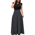 thumbnail image 4 of Qarigey Maxi vestido de manga corta con cuello y estampado de lunares para mujer Vestidos Punto METRO, 4 of 6