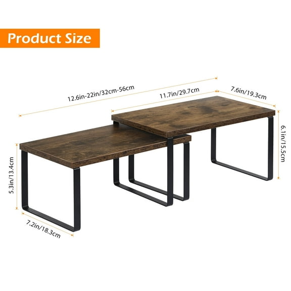 Set of 4 Black MDF Spice Racks, Compact Stackable Countertop Organizer Shelves for Kitchen Cabinet and Pantry Storage - Space-Saving Design for Seasoning Jars & Bottles