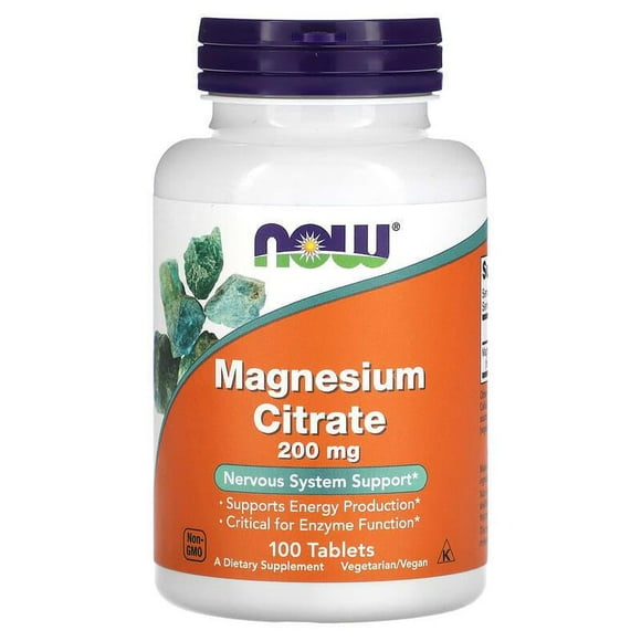 NOW Foods, Citrato de magnesio, 200 mg, 100 comprimidos