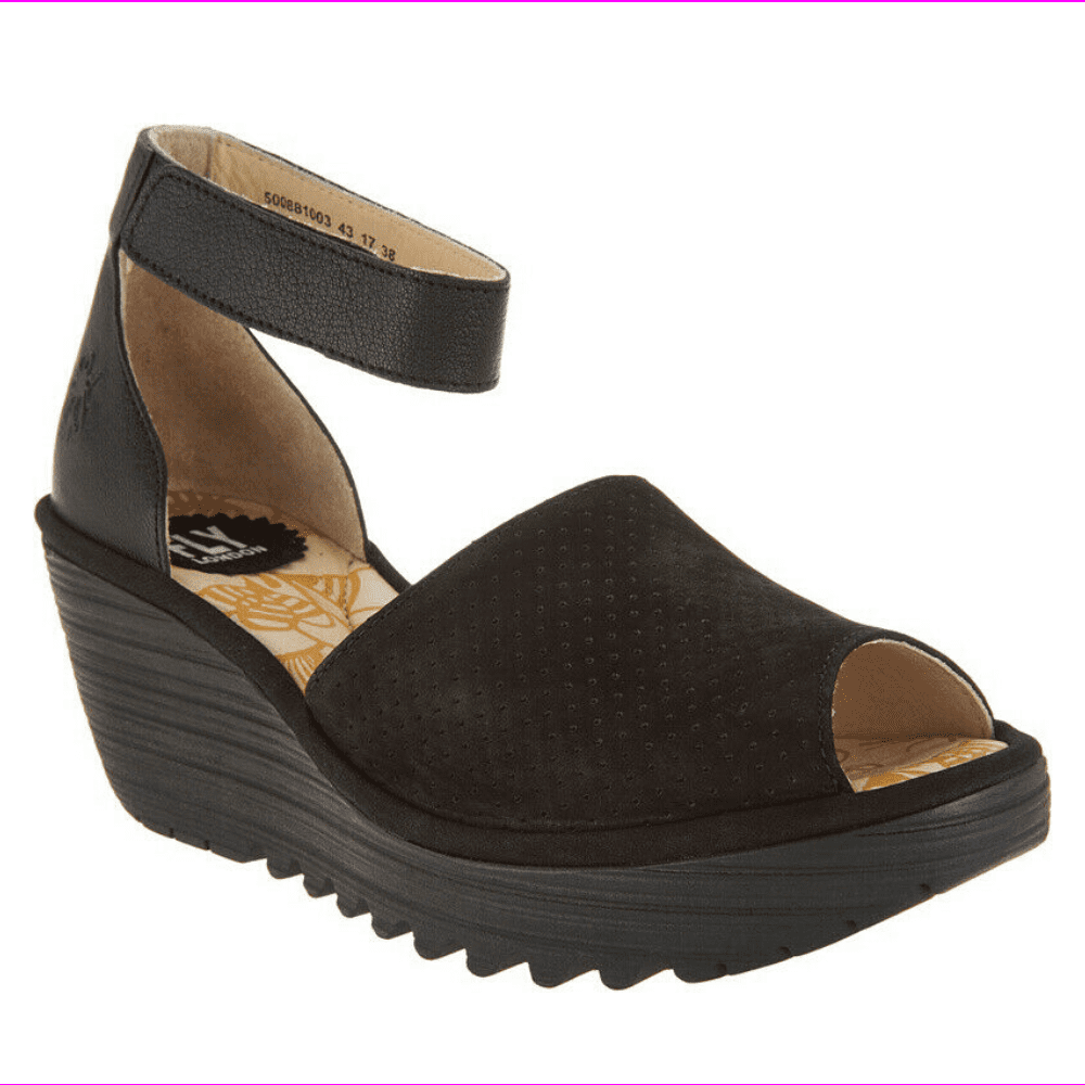 fly london perforated leather wedge sandals