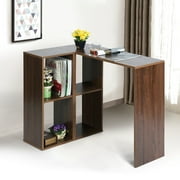 FurnitureR L-Shape Computer Desk with Open Shelves for Home Office