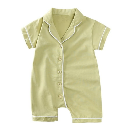 

Ovbmpzd Toddler Girl Pjs Nightgown Cotton Yellow Colorblock Lapel Collar Sleepwear Baby Onesies Clearance 6 Months