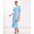 thumbnail image 5 of Blue Jacquard Shimmer Puff Sleeve Midi Dress, 5 of 7