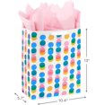 thumbnail image 3 of 13" Large Gift Bag with Pink Tissue Paper (Pink, Yellow, Foil Blue Dots) for Valentine's Day, Birthdays, Mother's Easter, 3 of 4