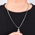 thumbnail image 4 of Silver Tone Cross Necklace for Men, Mens Cross Necklaces with 3.5mm Chain and Stainless Steel Pendant, Cuban Chain 16-24 Inches, 4 of 9